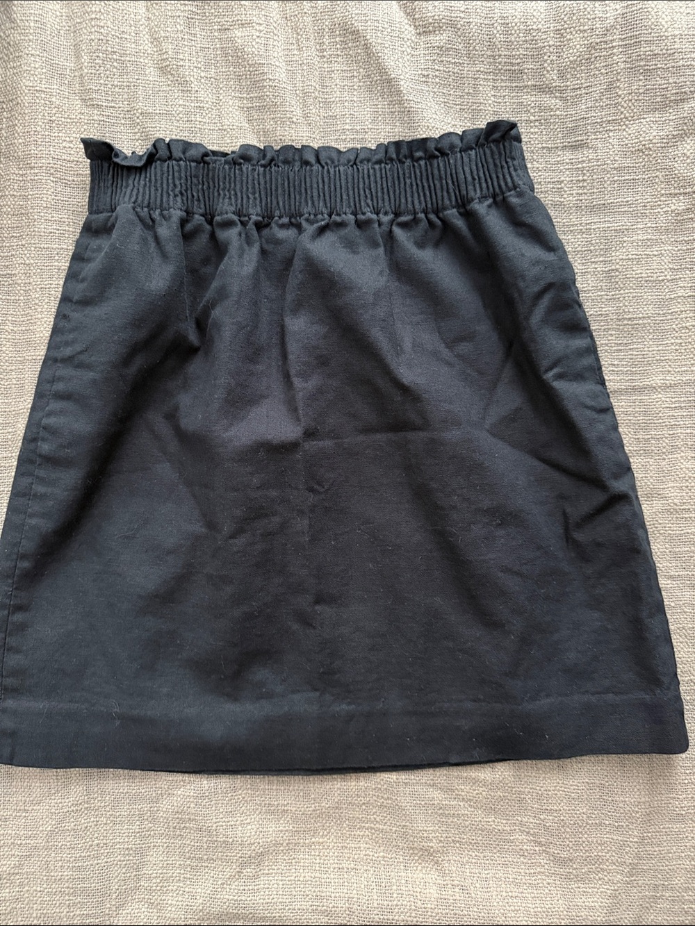 J Crew Linen Black Elastic-Waist Mini Skirt- size 2